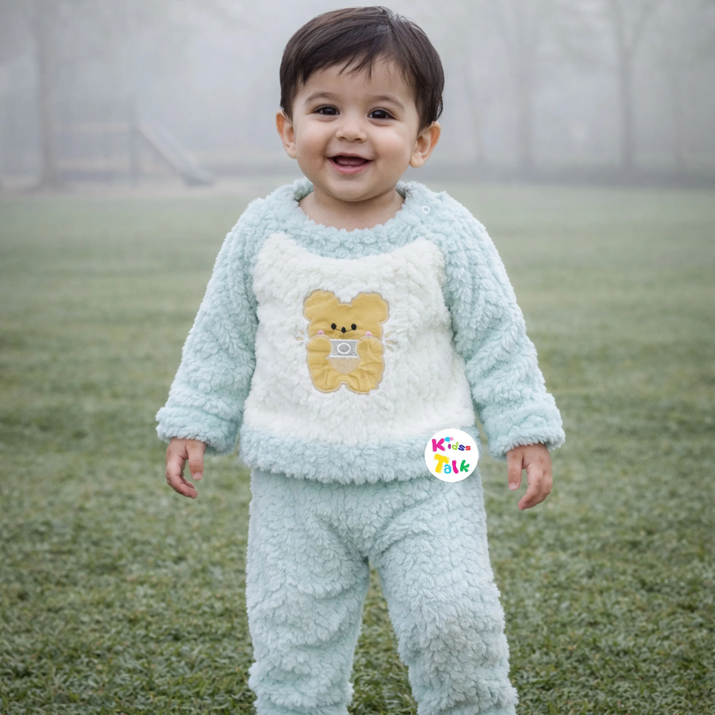 Fur Full Sleeve Windcheater Set - Mint Green